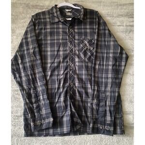 Men's Under Armour Long Sleeve Shirt LARGE Brown Black Plaid All Season Gear